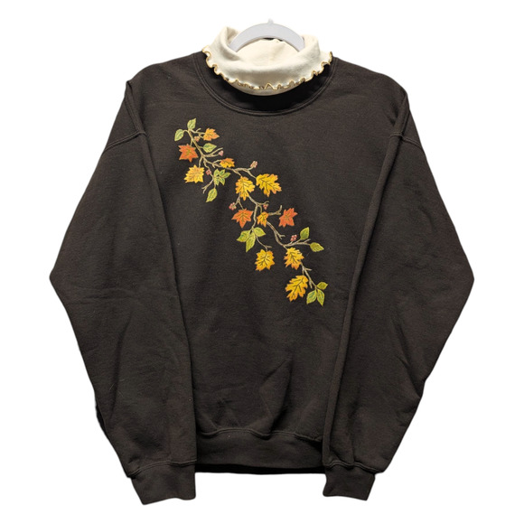 Y2K Fall Leaf Granny Sweater Crewneck Sweatshirt - Picture 1 of 6